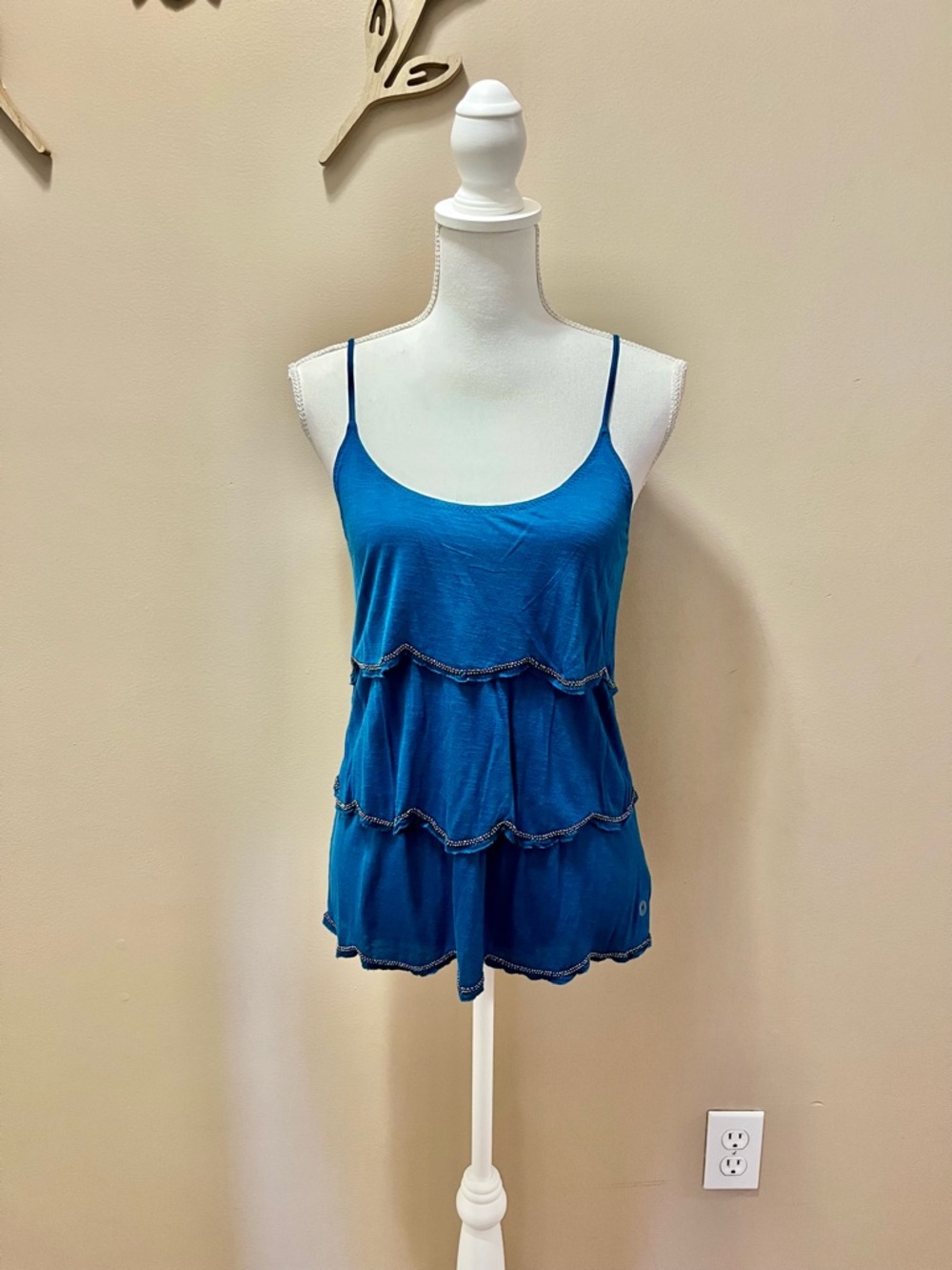 NWT American Eagle Beaded Teal Tank Top Size Medium